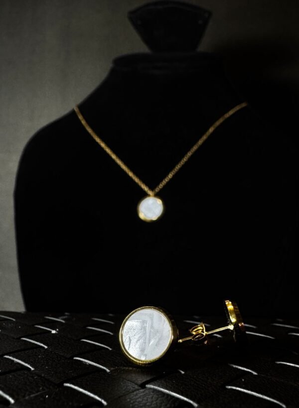 White Onyx Circle Duo Locket Set